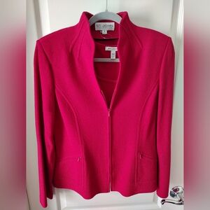 Vintage St. John 2 piece knit jacket and tank in hot pink.